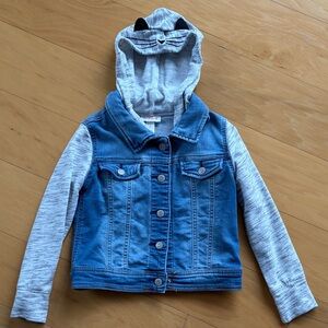 Blue Denim Jacket with Cat Gray Hoodie 5T